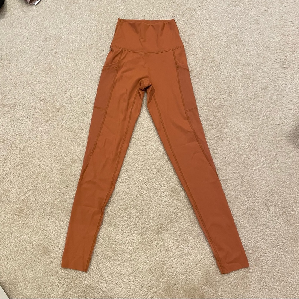 Aerie Peachy Orange With Mesh Pocket Legging Size XS NWOT